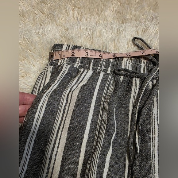 Briggs Linen Blend Pants Blue Striped Drawstring Elastic Women’s Size Large EUC - Picture 7 of 8